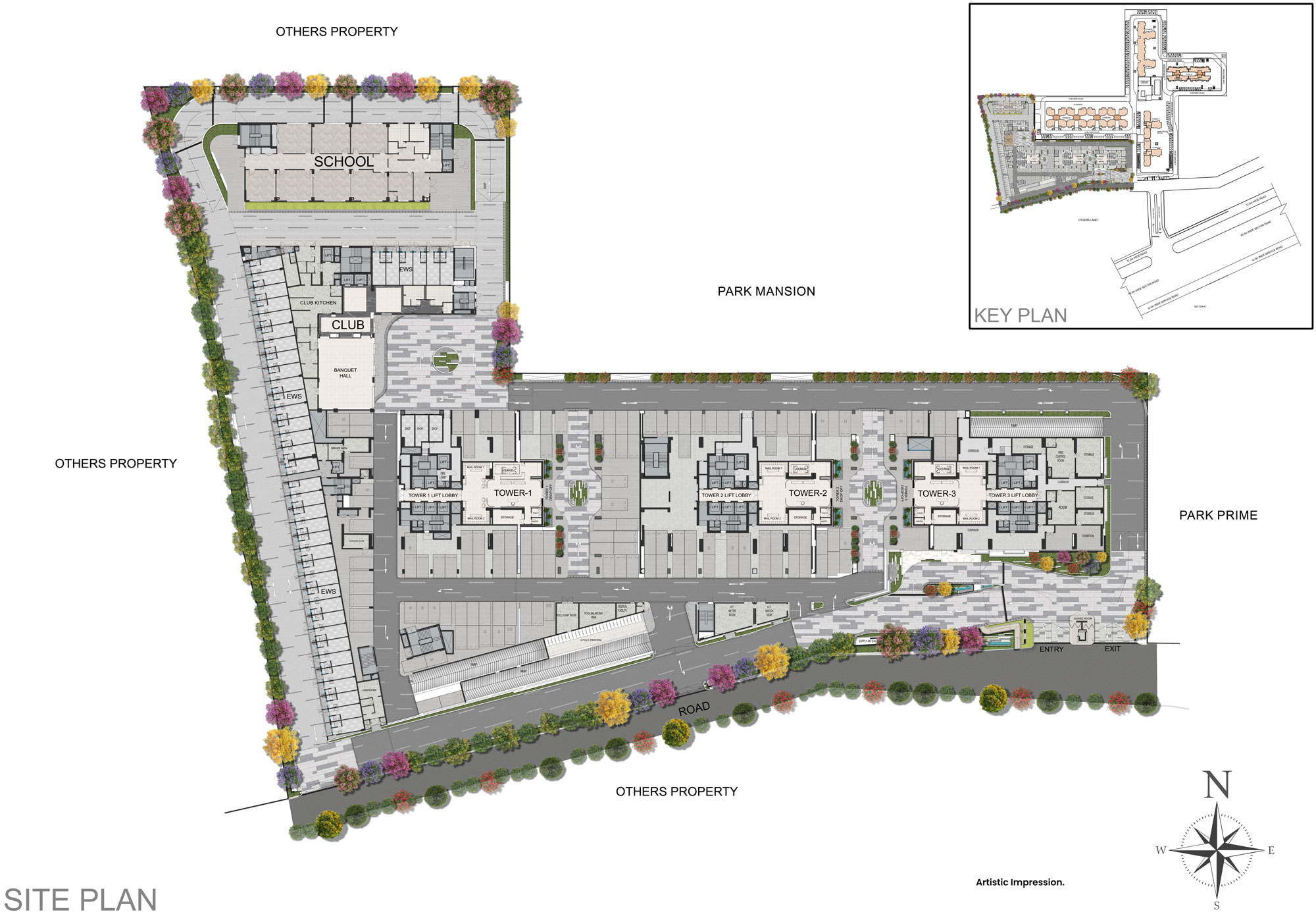 3 BHK + Study + Utility floor plan — 2600 Sq. Ft.